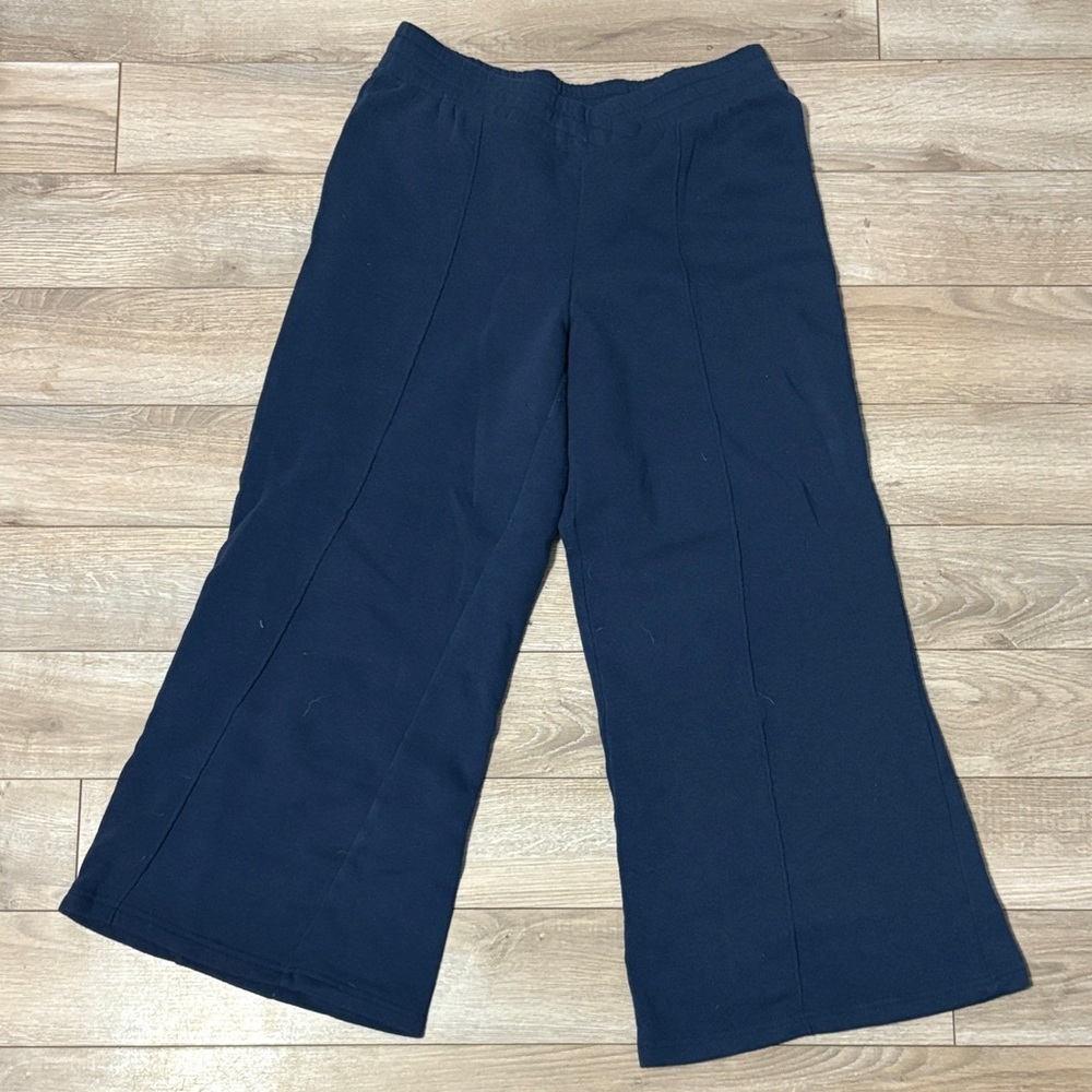 Navy Wide-Leg Sweatpants